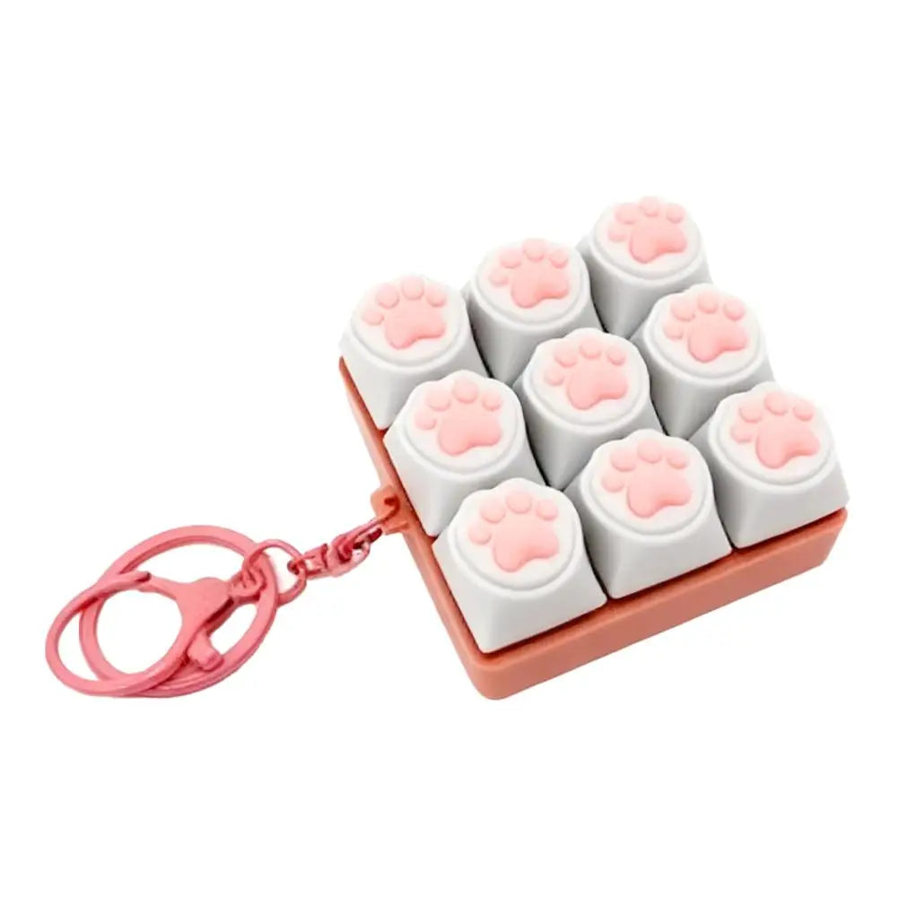 9 Keys Keyboard Key Toy Cat Paws Finger Button Stress Relief Toys Mechanical Keyboard Keycaps Keychain Office Decompression Calm