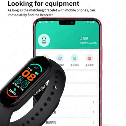 M6 Smart Watch for Men & Women Fitness Tracker Heart Rate Blood Pressure Monitor