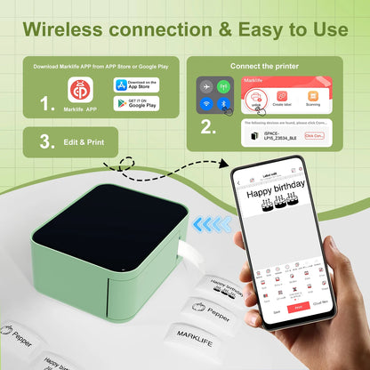 Marklife P15 Portable Thermal Printer Mini Label Printer Inkless Bluetooth Adhesive Printing Machine Sticker Labeling Machine
