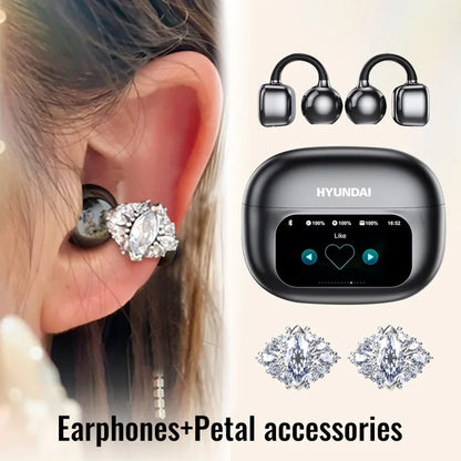Choice HYUNDAI HY-C02 Nice earrings Earphones Wireless Bluetooth Headphones LED Power Display Mic Stereo Sound Earphones