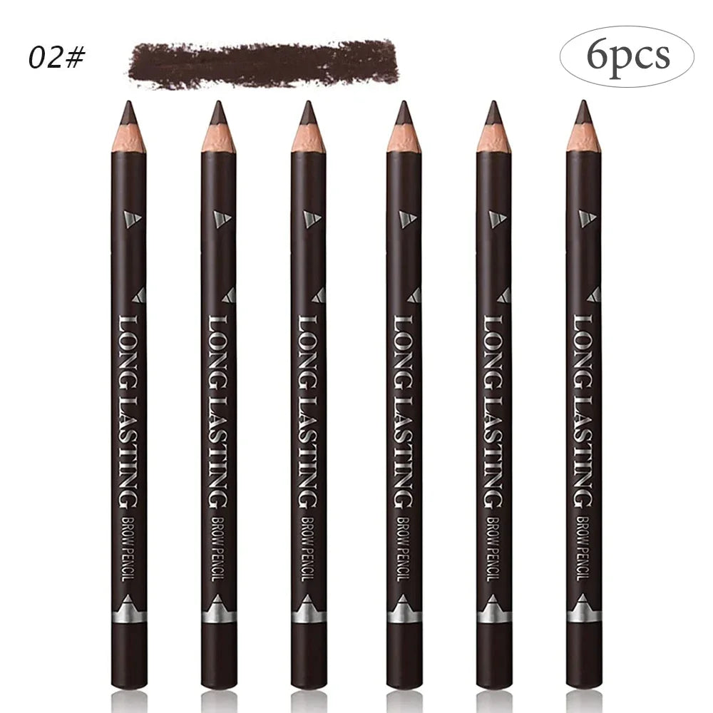 6/12-Piece Waterproof Eyebrow Pencil Set – Natural Black & Brown Shades for Beginners & Professionals