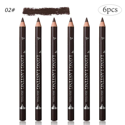 6/12-Piece Waterproof Eyebrow Pencil Set – Natural Black & Brown Shades for Beginners & Professionals