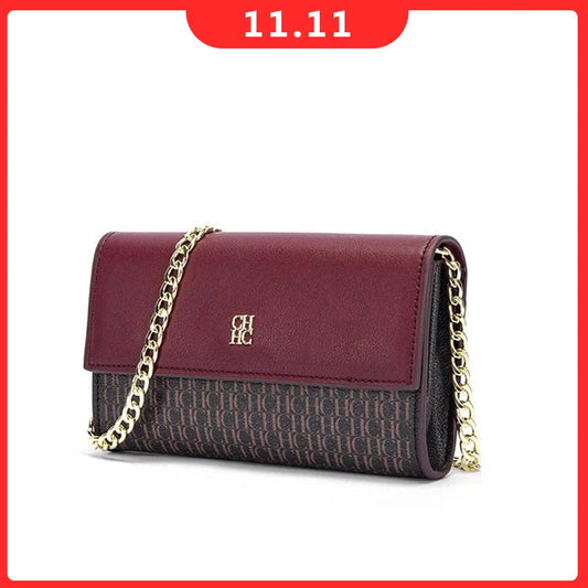 CH Exquisite Women’s Crossbody Bag – Light Luxury Color Block Chain Shoulder Bag with Letter Design