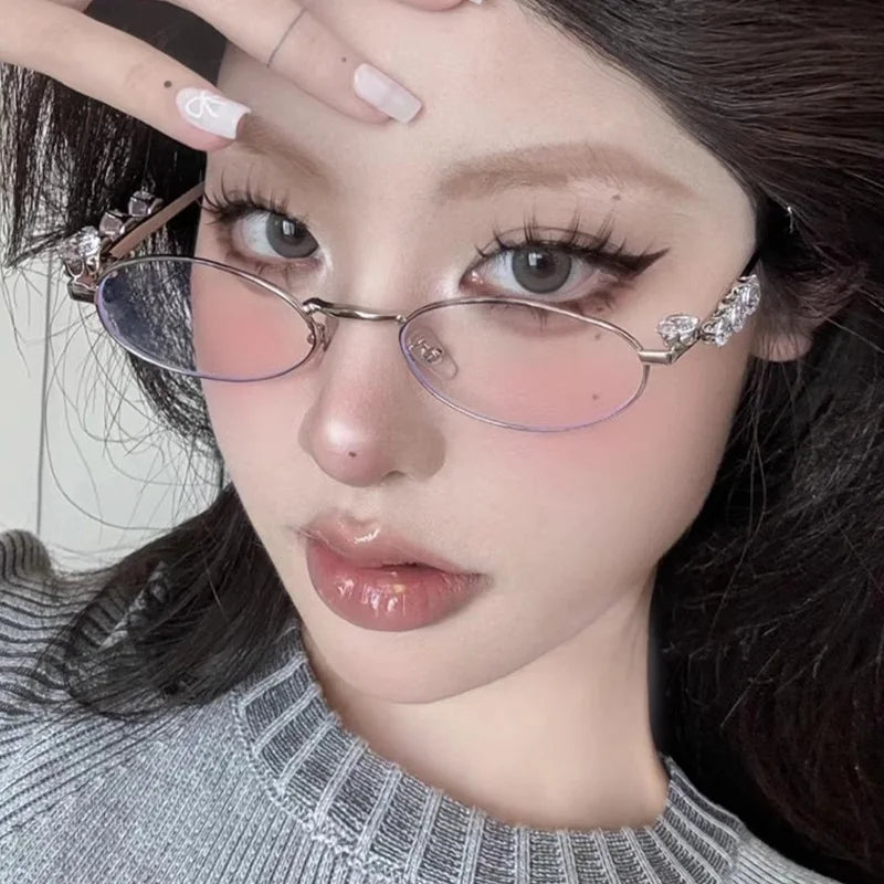 Fashion Square Eyeglasses Frame  Women Men Retro Japanese Style Blue Light Blocking Y2K