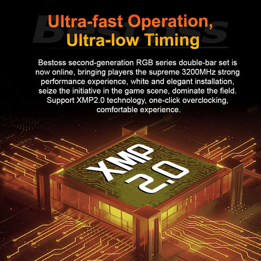 Bestoss Memoria RAM RGB DDR4 8GB 16GB 32GB (2x16GB) Kit 3200 3600MHz 288pin 1.2V DIMM RAM For Desktop