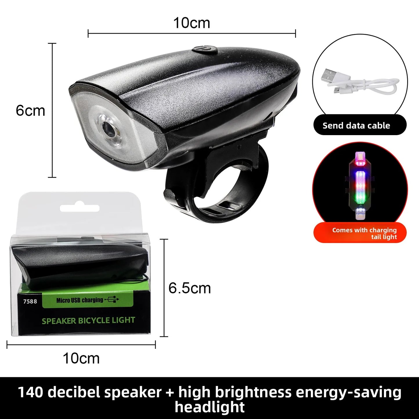 Bicycle Light Charging Night Riding Flashlight with Electric Horn Bicycle Accessories Cycling Equipment Headlights