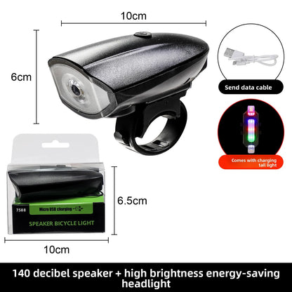 Bicycle Light Charging Night Riding Flashlight with Electric Horn Bicycle Accessories Cycling Equipment Headlights