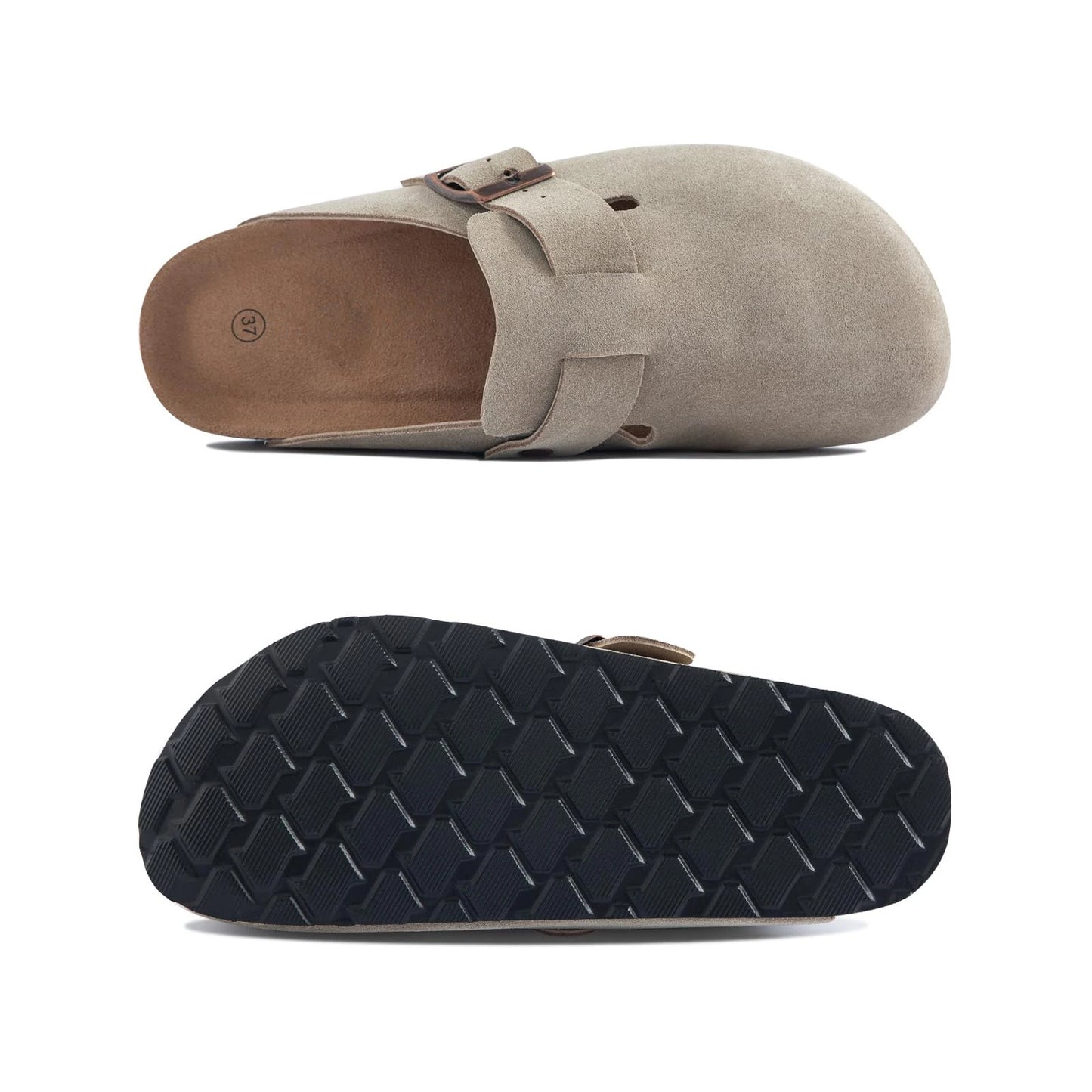 Bebealy Fashion Suede Clogs Slippers Women Clogs Slippers Cork Footbed Women Mules Nonslip Beach Sandals With Arch Support Slide