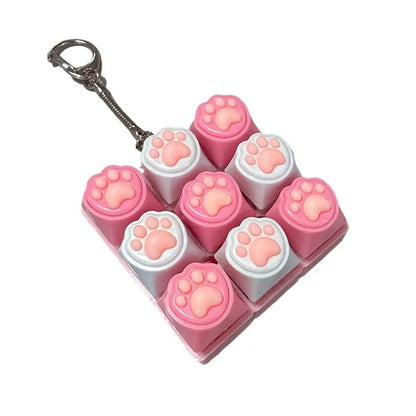 9 Keys Keyboard Key Toy Cat Paws Finger Button Stress Relief Toys Mechanical Keyboard Keycaps Keychain Office Decompression Calm