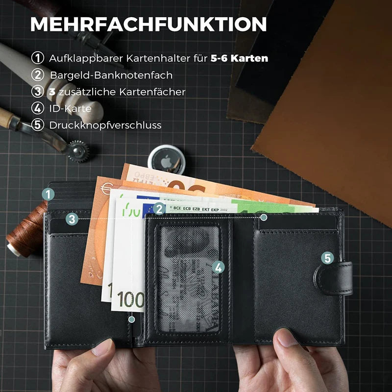 YATBEST Men's Slim RFID Wallet – Pop-Up Card Holder, Coin Pocket, Minimalist Leather