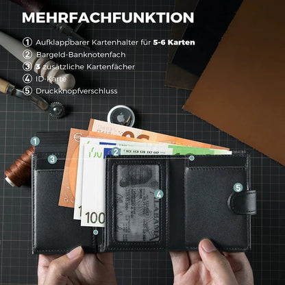 YATBEST Men's Slim RFID Wallet – Pop-Up Card Holder, Coin Pocket, Minimalist Leather