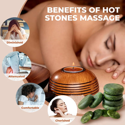 10-Piece Olive Green Natural Stone Massage Set for Spa & Home Body Relaxation