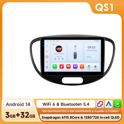 Hizpo 2Din 9inch Android13 Car Radio for Hyundai i10 2007- 2013 BT 4G Auto CarPlay Navi GPS RDS DSP UI7862 Intelligent System