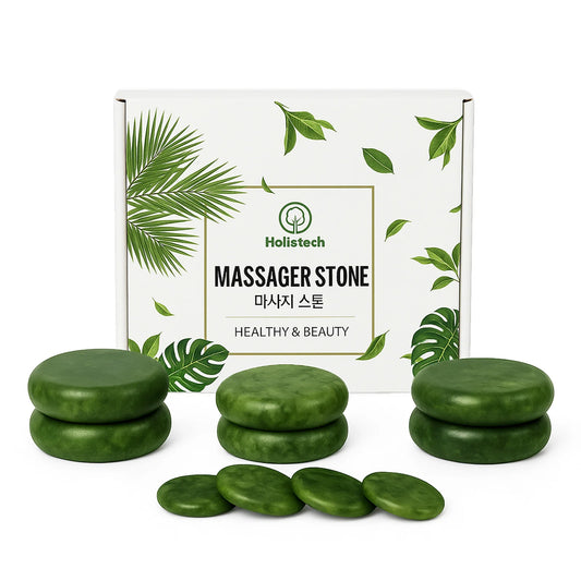 10-Piece Olive Green Natural Stone Massage Set for Spa & Home Body Relaxation