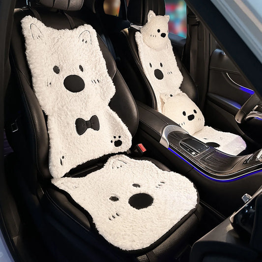 New Winter Plush Car Seat Cover for Dogs Westie Dog Pattern Thickened Warm Pet Car Mat, Universal Fit for Most Vehicles