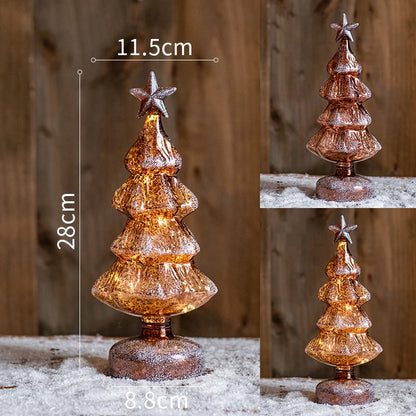 Christmas Tree Glass Night Light for Home Xmas Romantic Holiday Atmosphere Arbol De Navidad Ornaments LED Luminous Decoration