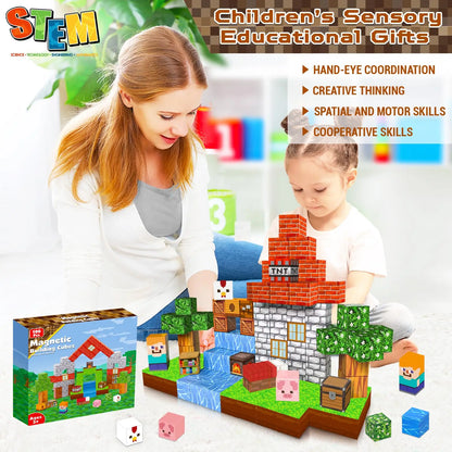 Magnetic Blocks 100PCS Magnetic Building Cube Game,Constructions Toys for Boys & Girls,STEM Montessori Stacking Toy for Children