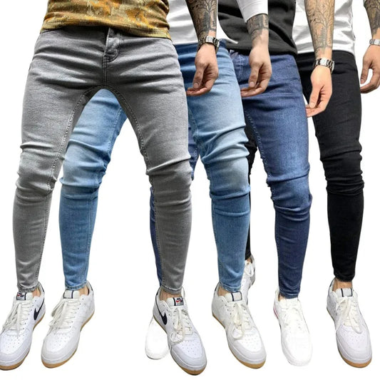 High Quality Stretch Elastic Skinny Jeans Men European American Classic Solid Washed Denim Pant Casual Pantalones Hombre Joggers