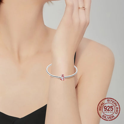 925 Sterling Silver Merry Christmas Yuletide Santa Claus Beads Pendant Charm Fit Original Charm Bracelets Women DIY Jewelry Gift