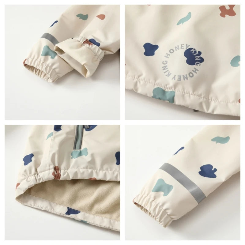 HONEYKING Children's Clothing Sets Raincoat Suit Baby Waterproof Overalls Pants Girls Jumpsuit For Kids Jacket And Trousers Set