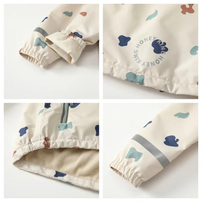 HONEYKING Children's Clothing Sets Raincoat Suit Baby Waterproof Overalls Pants Girls Jumpsuit For Kids Jacket And Trousers Set