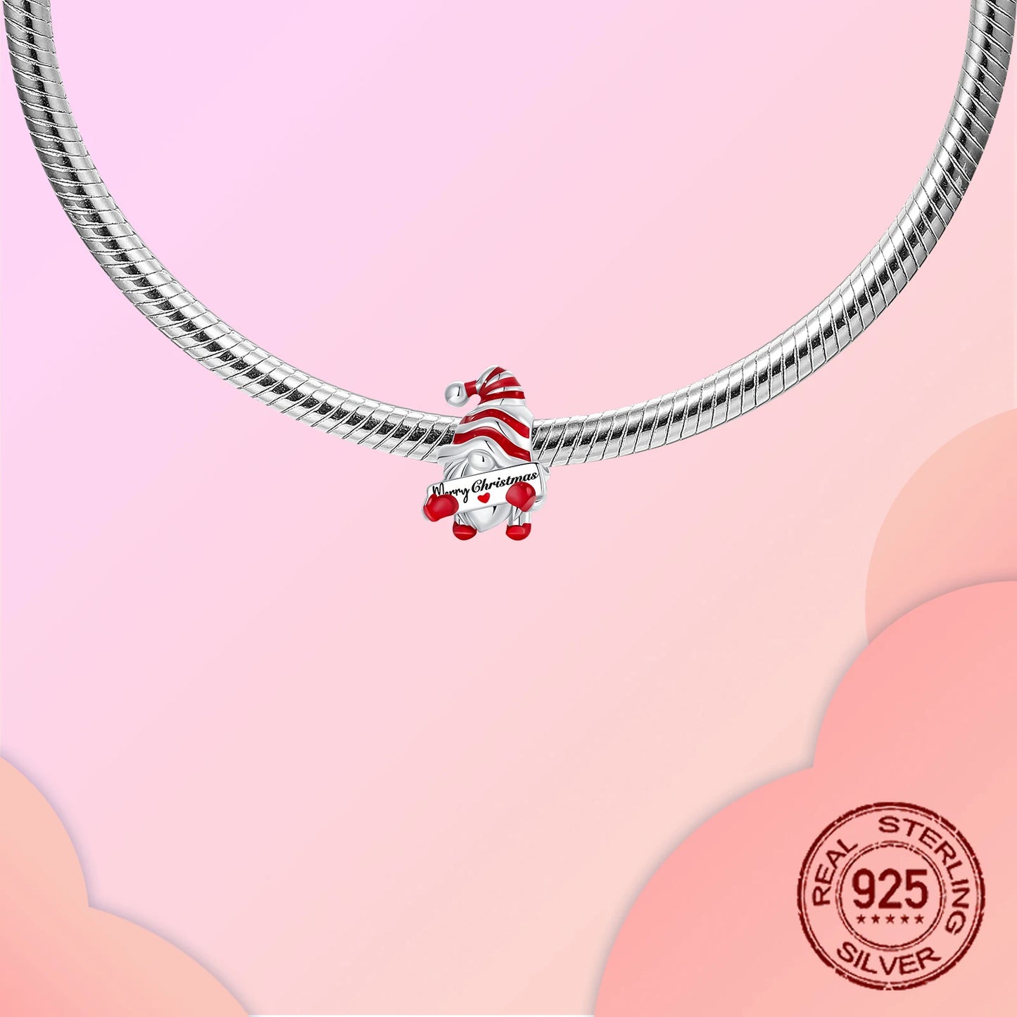 925 Sterling Silver Merry Christmas Yuletide Santa Claus Beads Pendant Charm Fit Original Charm Bracelets Women DIY Jewelry Gift