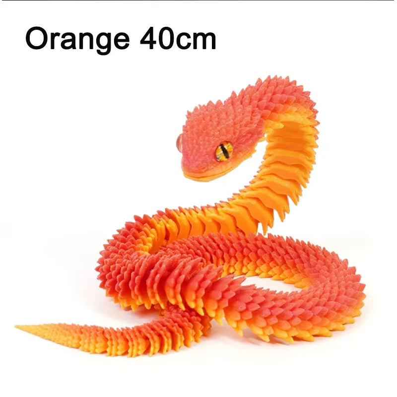 3D Printed Snake Luminous Movable Joint Simulation Snake Figurine Creative Home Office Desktop Decoration New Year Gifts Crafts