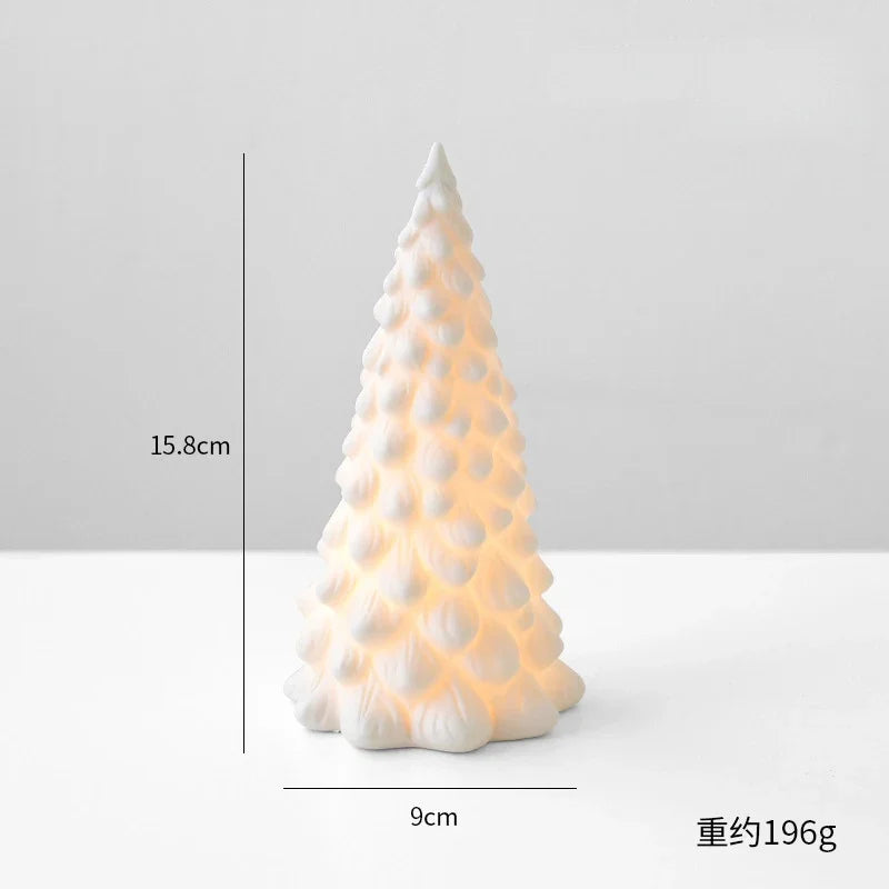 Ceramic luminous mini Christmas tree small desktop home ornaments Christmas gifts small scene layout props