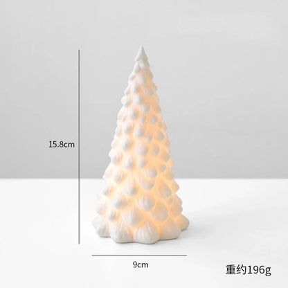 Ceramic luminous mini Christmas tree small desktop home ornaments Christmas gifts small scene layout props