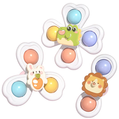 3 in 1 Suction Cups Spinning Top Toy For Baby Game Infant Teether Relief Stress Educational Rotating Rattle Bath Toys For Kids