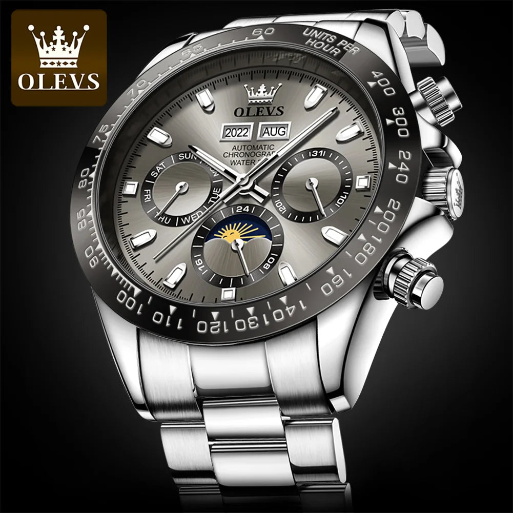OLEVS 6654 Luxury Men’s Automatic Mechanical Watch Chronograph Waterproof