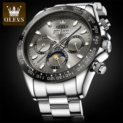 OLEVS 6654 Luxury Men’s Automatic Mechanical Watch Chronograph Waterproof