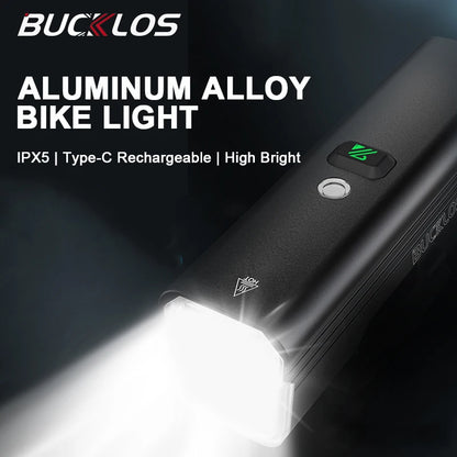 BUCKLOS Smart Sensor Bike Light Aluminum Alloy Headlight Cycling Waterproof Type-C Rechargeable Front Lamp Bicycle Accessories