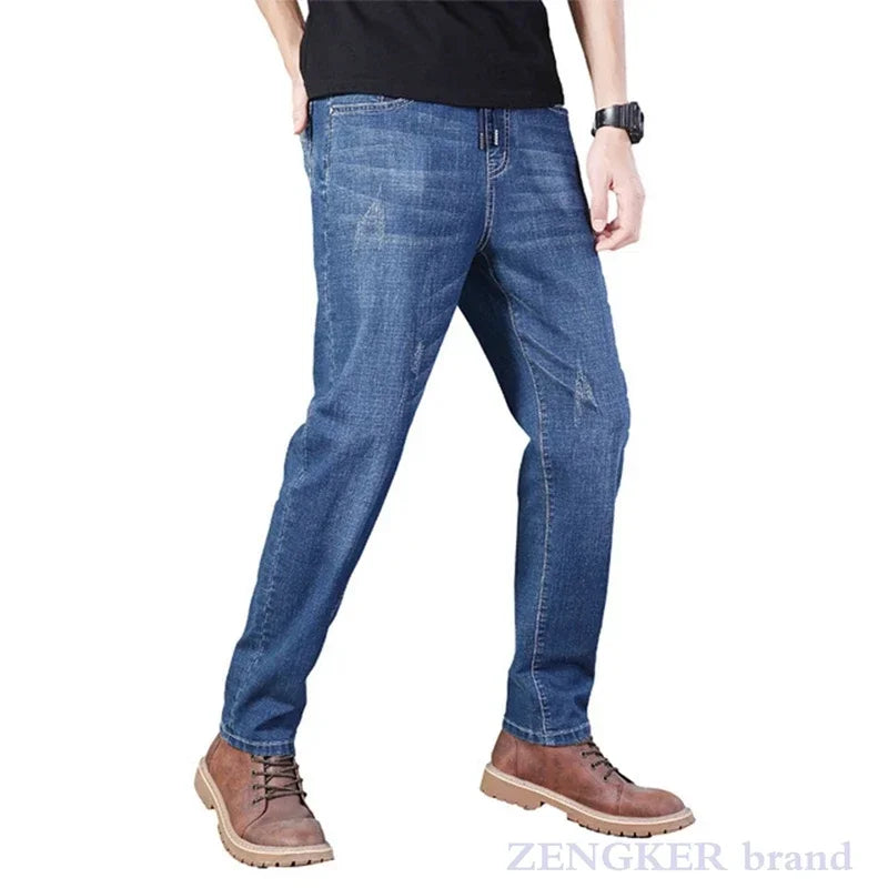 Autumn stretch jeans men's oversized elastic waist loose oversized jeans 160kg 8XL 7XL 6XL denim jeans oversized mens pants