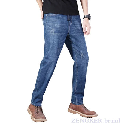 Autumn stretch jeans men's oversized elastic waist loose oversized jeans 160kg 8XL 7XL 6XL denim jeans oversized mens pants