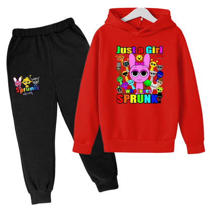 Sprunki Kids Clothes Hoodie+pants Age 2-12 Boy Girl Incredibox Anime Figures Sweatshirt Spring Autumn Pullover for Children Sets