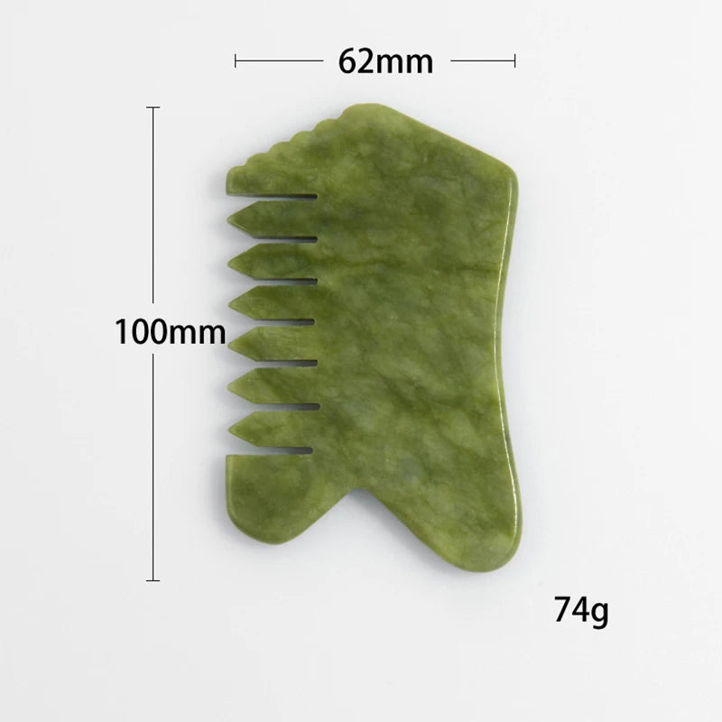 Natural Jade Gua Sha Comb & Board – Spa, Facial, Body Massage & Skin Beauty Tool