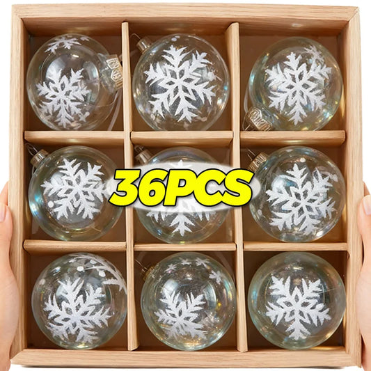 Transparent White Snow Ball Christmas Balls Pendant Xmas Tree Decoration Clear Baubles Hanging Ornament New Year Party Supply