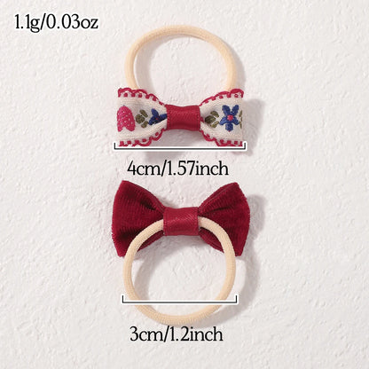 10Pcs/Set Baby Girls Bows Hair Bands Cartoon Dot Bowknot Flower Kids Hair Ropes Handmade Rubber Band Hair Accessories