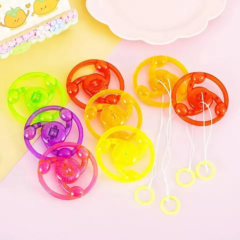 5pcs Kids Creative Bracing Wire Luminous Toy Flywheel Flash Spinning Top Light-emitting Gyro Fitness Shining Pull Line Flywheel