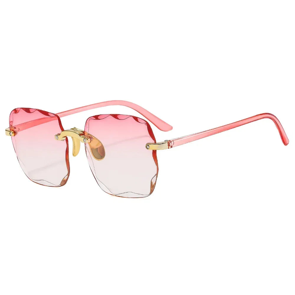2024 Rimless Women Sunglasses Gradient Lenses Vintage Alloy Legs UV400 Designer Shades