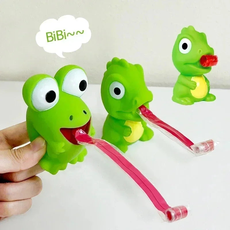 Funny Frog Dinosaur Squeeze Toy Creative Sticking Tongue Out Animal Sensory Toys For Kids Fidget Decompression Christmas Gifts