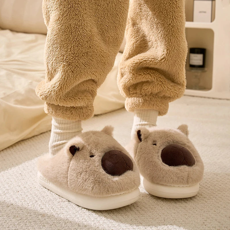 Plush Capybara Slippers Closed Toe Slippers Cute Slip-on House Shoes Comfortable Furry Walking Shoes Non-Slip For Indoor Bedroom