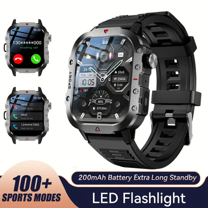 KESHUYOU Outdoor Smart Watch 2.01" HD LED Flashlight Bluetooth Talking Watch