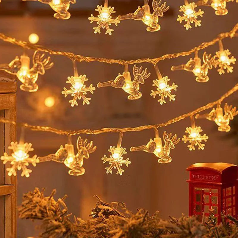 1.5-10meters 2025 Christmas String Lights Star Snowflake LED Light String Xmas Party Supplies Home Decoration