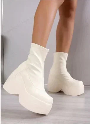 Brand New Gothic Style Sexy Elegant Chunky Platform Women Ankle Boots Big Size 43 Walking Comfy Woman Shoes Platform Shoes