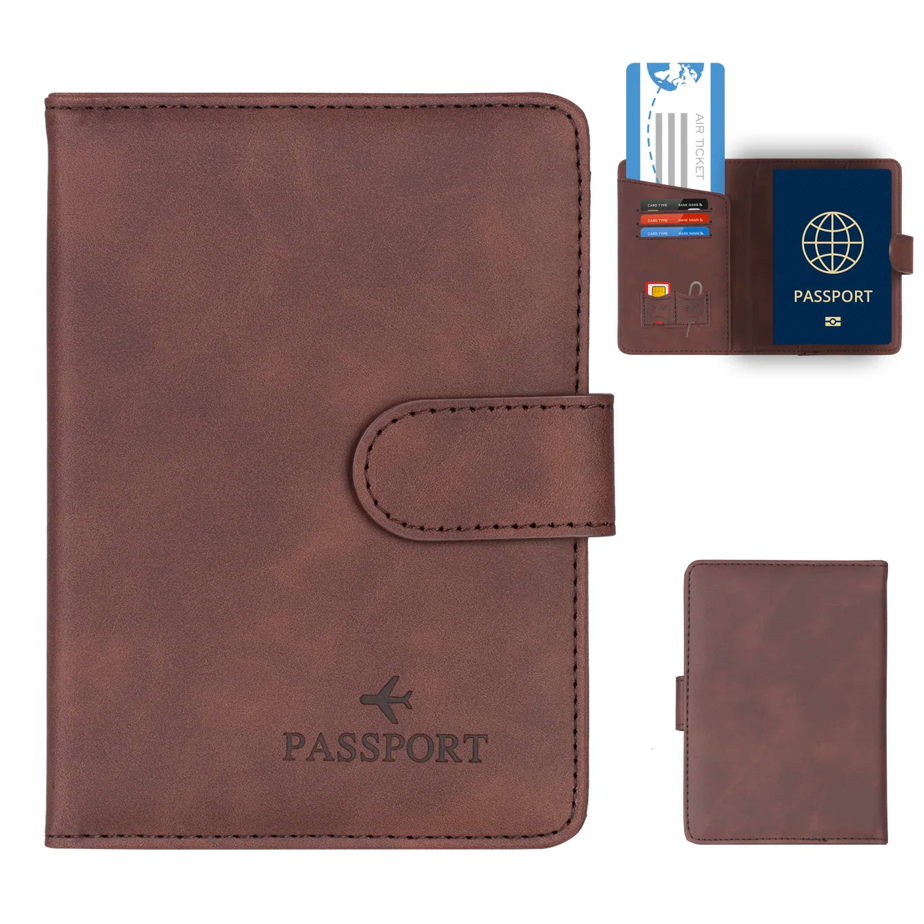 RFID Passport Holder Cover Wallet – Leather Travel Card Case for Men & Women