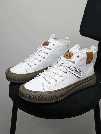 Men's Shoes Autumn and Winter New White Shoes Fashion Sneakers Sports High-Top Trendy Shoes Business Casual Breathable Thick-Soled Shoes Outdoor Casual Shoes