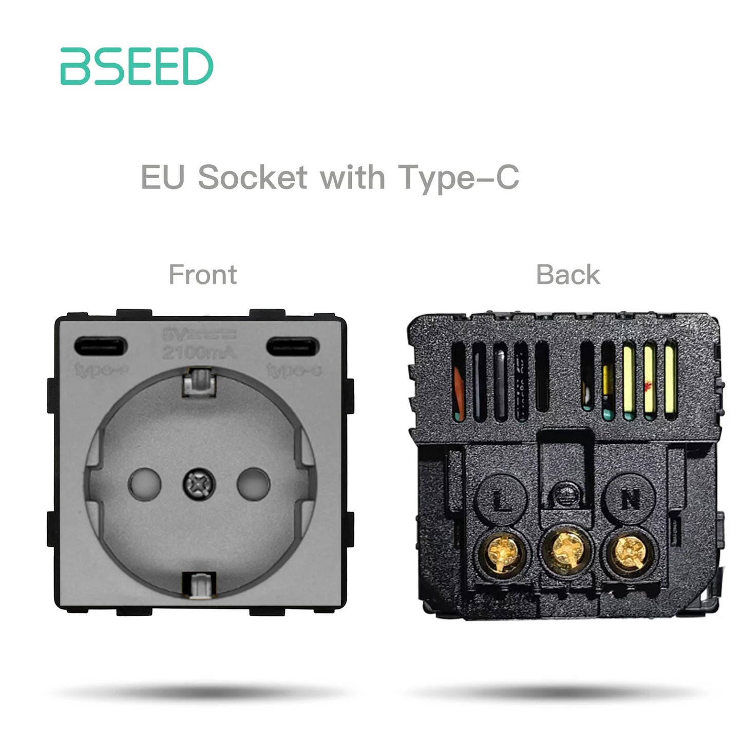 BSEED 65W PD Fast Charge Module Quick Charge Socket Part 1/2 USB Type-C 20W Wall Phone Charger Plug Support BSEED Frames