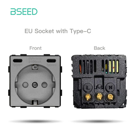 BSEED 65W PD Fast Charge Module Quick Charge Socket Part 1/2 USB Type-C 20W Wall Phone Charger Plug Support BSEED Frames